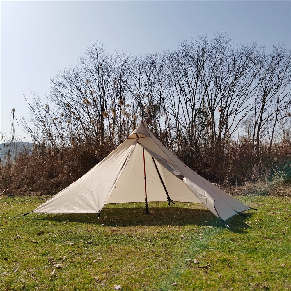 Ultralight Single Person Rodless Pyramid Camping Tent Outdoor Awnings Sun Shlter Tent Waterproof 4 Season Tent One Room One Hall