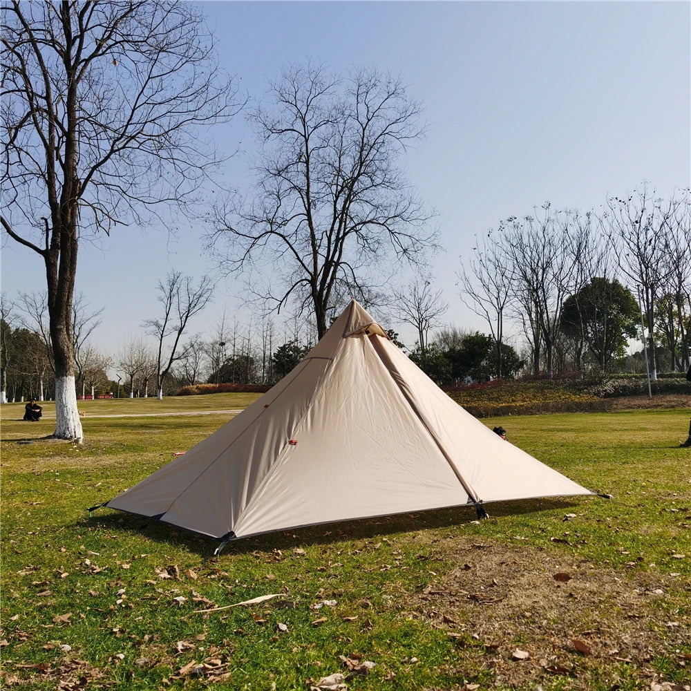 Ultralight Single Person Rodless Pyramid Camping Tent Outdoor Awnings Sun Shlter Tent Waterproof 4 Season Tent One Room One Hall
